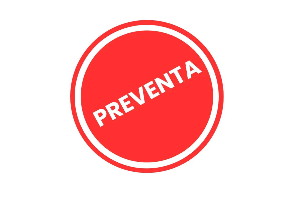 Sello circular rojo con la palabra «Preventa»